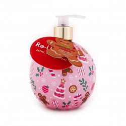 Distributeur de savon liquide 500ml BOULE, senteur Gingerbread Cookie