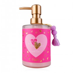 Distributeur savon mains en verre 420ml FROM MY HEART TO YOURS, senteur Candy Rose