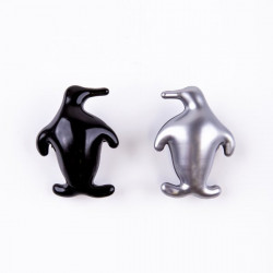 Perle Pingouin Noir/Argent nacré