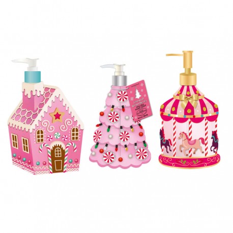 Distributeur de savon liquide 500ml HAPPY CHRISTMAS, 3 modèles/ senteurs assortis