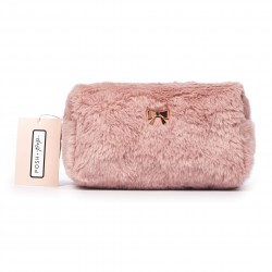 Trousse de toilette SWEET PASTEL (19x10x10 cm) en peluche rose