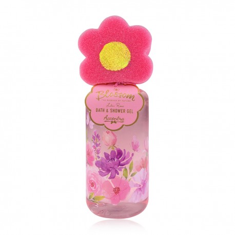 Gel douche 290ml BLOSSOM avec éponge fleur sur bouchon