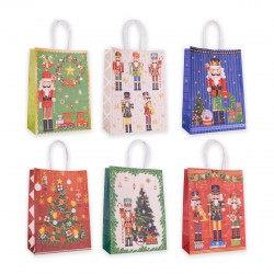 Sac cadeau en papier CASSE NOISETTE (21x15x8 cm), 6 modèles assortis