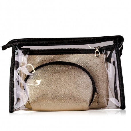 Lot De 3 Pochettes De Voyage Transparentes TSA - Format Aéroport - PVC Imperméable - Idéal Pour Liquides Et Cosmétiques